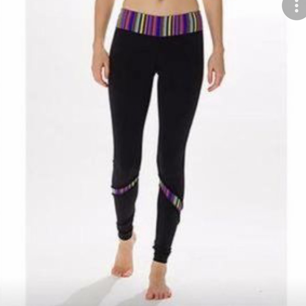 Lululemon Yogi Dance Pant Black with Multi Strips size 6